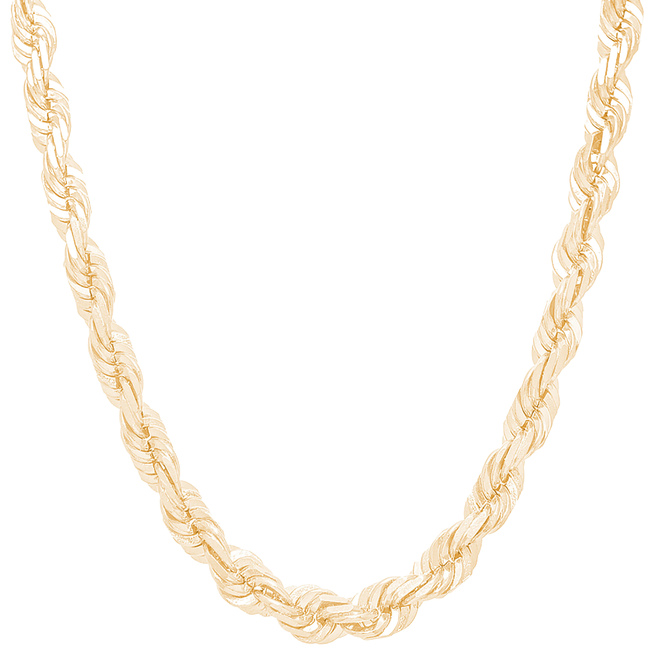 Solid Diamond Cut Rope Chain - 14kt - 7mm - 24"
